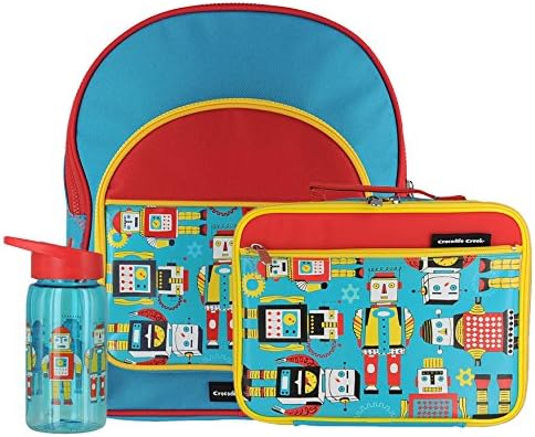 Crocodile Creek Robots Backpack,Lunchbox &amp; Drinking Bottle Bundle (3 items)