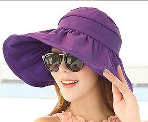 Ms. Collapsible Sun Hat Spring and Autumn Large Brimmed Purple Hat Woman Hat