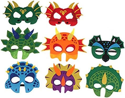 DINGJIN 8 Pcs Dinosaur Mask Party Mask Dinosaur Dinosaur Party Supplies for Kids' Birthday Party