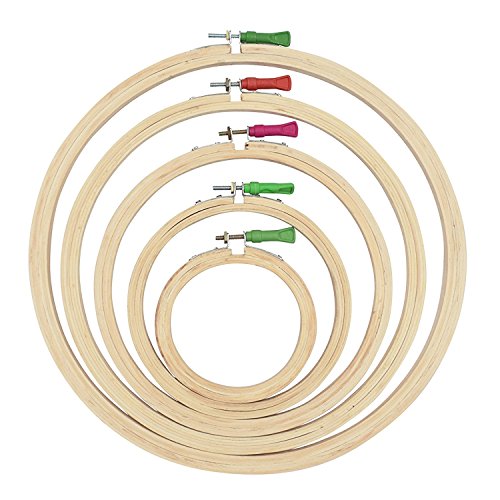 Wooden Embroidery Hoop Ring Frame: Set of 5 pcs: for Cross Stitch Craft, Sewing Tool, Embroidery