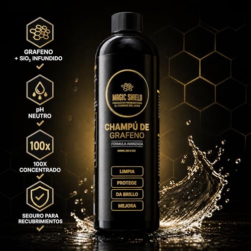 Magic Shield Champú de Grafeno – Lavado de Autos pH Neutro | Protección Hidrofóbica & SiO2 | Limpieza Profunda & Brillo Mejorado | Seguro para Recubrimientos Cerámicos & Pinturas – 16oz
