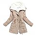 mewow Women's Winter Mid Length Thick Warm Faux Lamb Wool Lined Jacket Coat