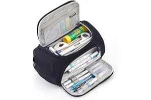 HVOMO Big Capacity Pencil Case High Large Storage Pouch Marker Pen Case Travel Simple Stationery Bag School College Office Organizer for Teens Girls Adults Student（Black）