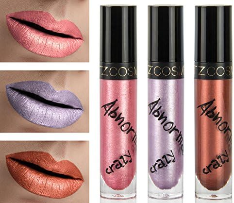 TZ COSMETIX - Abnormal Lip Gloss Metallic Glitter Shimmer Lipstick Waterproof Long Lasting Makeup for Beauty Cosmetics (#01)