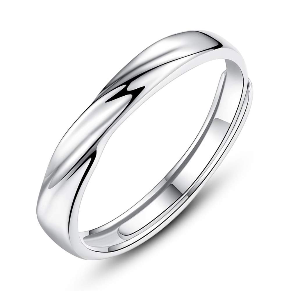 Josfeva Silver Ring for Men/Boyfriend, 925 Sterling Silver Adjustable Twist Rings with Platinum Plated, Romantic Love Promise Wedding Engagement Couples Ring for Anniversary/Valentines — image 1