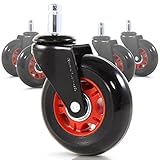 RevoSmooth Premium Rollerblade Style Rubber Office Racing Chair Caster Replacement, Set of 5 (3