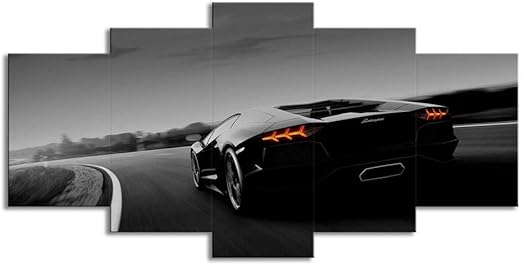 5 Piezas Negro Coche Deportivo Pintura Antigua Casa Hd Impresion