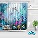 LB Dolphin Shower Curtain for Kids Adults Bathroom Curtain with Hooks Blue Ocean Underwater Fish Coral Reef Decorations 72x72 inch Waterproof Polyester Fabric