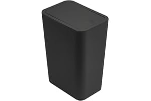 UTTOASFAY New Upgrade Kitchen Trash Can, 11.66l / 3.08gallon Small Garbage Can With Popup Lid For Toilet, Office, Bedroom, Living Room, Simple Human Trash Can, Thickened Plastic Trash Can With Lid (Black)