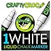 Crafty Croc White Liquid Chalk Marker, (Pack of 1), Wet Erase Reversible Tip