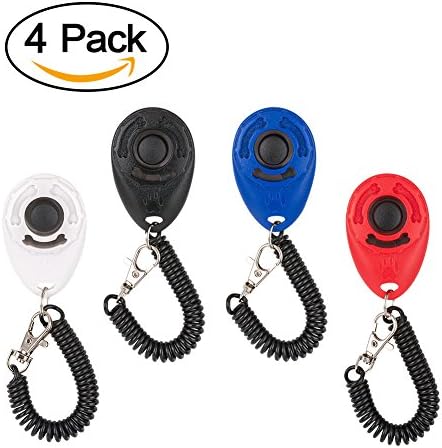 Training Clicker, LOUFIMIDON Pet Clicker Dog Training Clicker with Wrist Band (4 Pack)