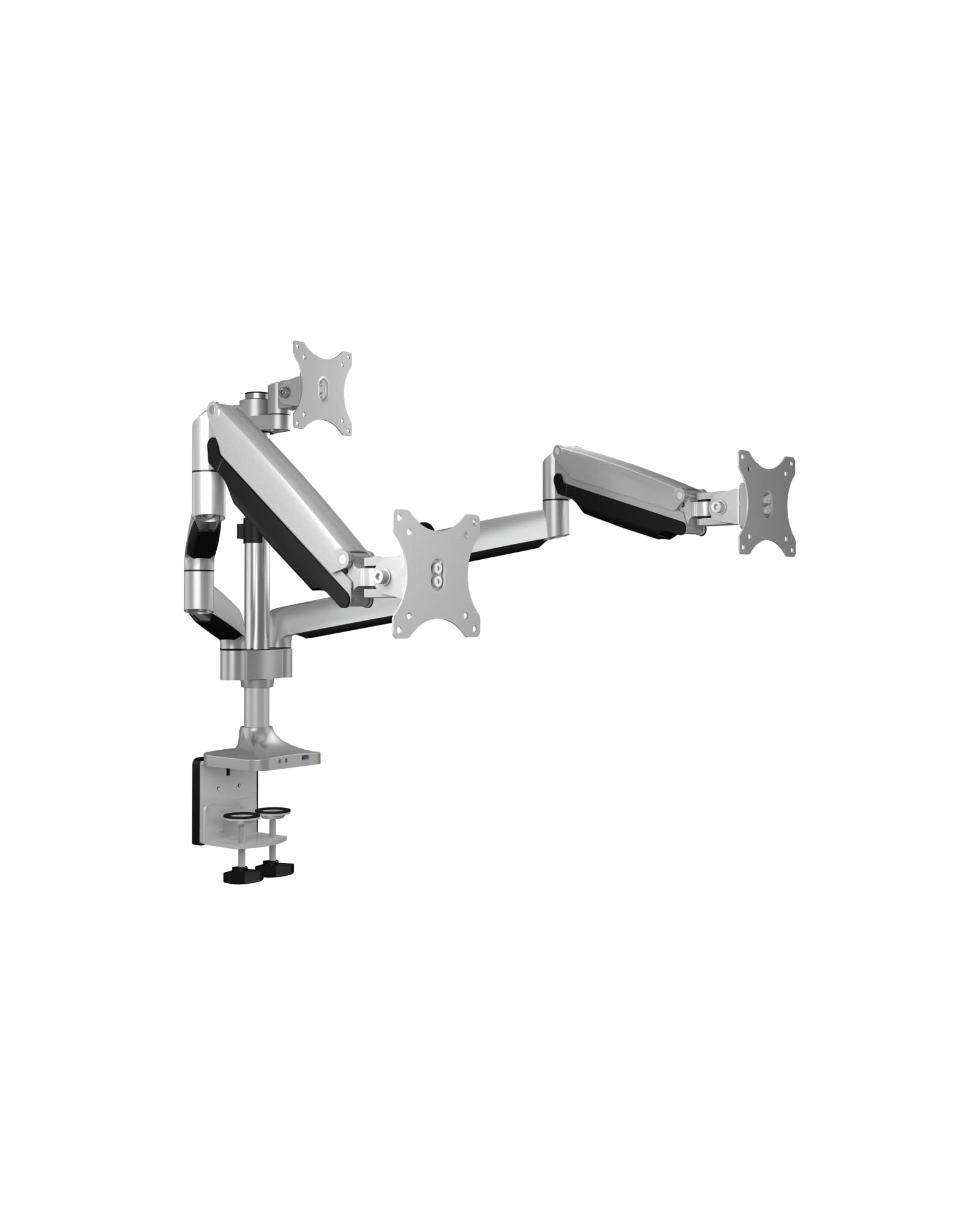 ICY BOX IB-MS505-TI Monitor Mount for 3 Monitors up to 32 Inches (up to 7 kg, VESA 75x75/100x100), USB & Audio Connection, 2 Mounting Options, Cable Management, Ergonomic,