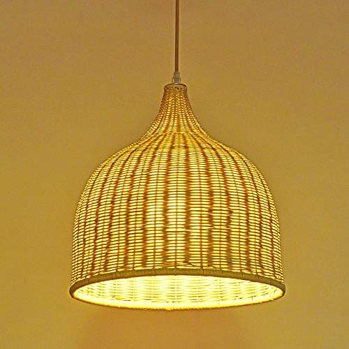 Rattan Bamboo Chandelier DIY Wicker Rattan Shade Woven Chandelier D15.7 inch (Color: Natural, Size: Diameter 40CM) YZPDD (Size : 3638CM)