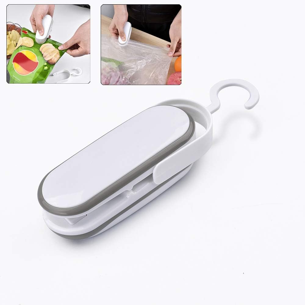 2 in 1 Mini Bag Sealer Smart Heat Vacuum Bag Sealer and cutter Handheld Food Saver Air Lock Bag Resealer for Plastic Bags Food or Storage Snack Fresh Bag or Potato Chip Saver or Cookies Bag or Dog's Treat Package (Battery Not Included)