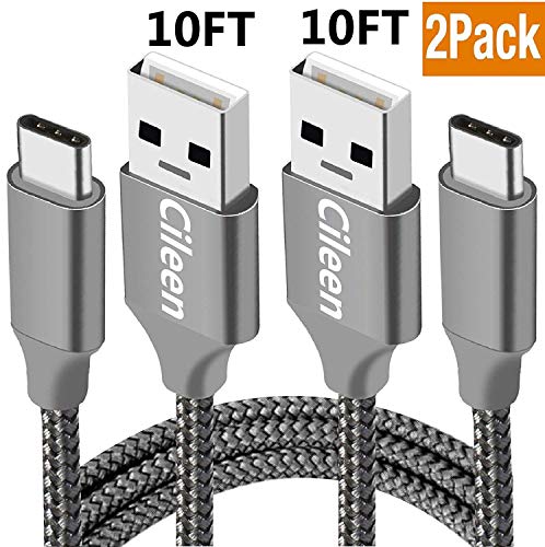 USB Cable Type C,10FT 2PACK,Extra Long Braided Charging Cord,FAST Charger For Samsung Galaxy S9 S8 Plus,Note 8,Google Pixel 2 XL,LG G7 V35 ThinQ,V30,Moto Z3 G6 X4,ZTE Blade Z Max X,OnePlus 6 5T 5,Sony