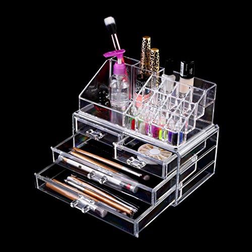 Transparent Acrylic Cosmetic Organizer 4 Drawers Makeup Case Storage Holder Box