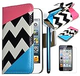 Bastex Leather Wallet for Apple Touch 4, 4th Generation iPod - Hot Pink and Sky blue Clutch with Stylus and Screen protector