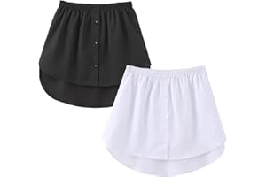 2 Pcs Shirt Extender for Women Half Length Underskirt Shirts Removable Layering Skirts Lower Sweep Shirt with Buttons