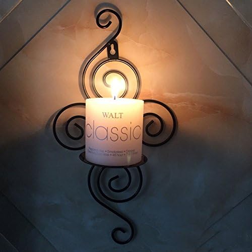 Mysika Black Candlestick Holders Handmade Iron Hanging Wall Sconce Candle Holder Shelf Furnishing Articles Decoration Valentine Gift