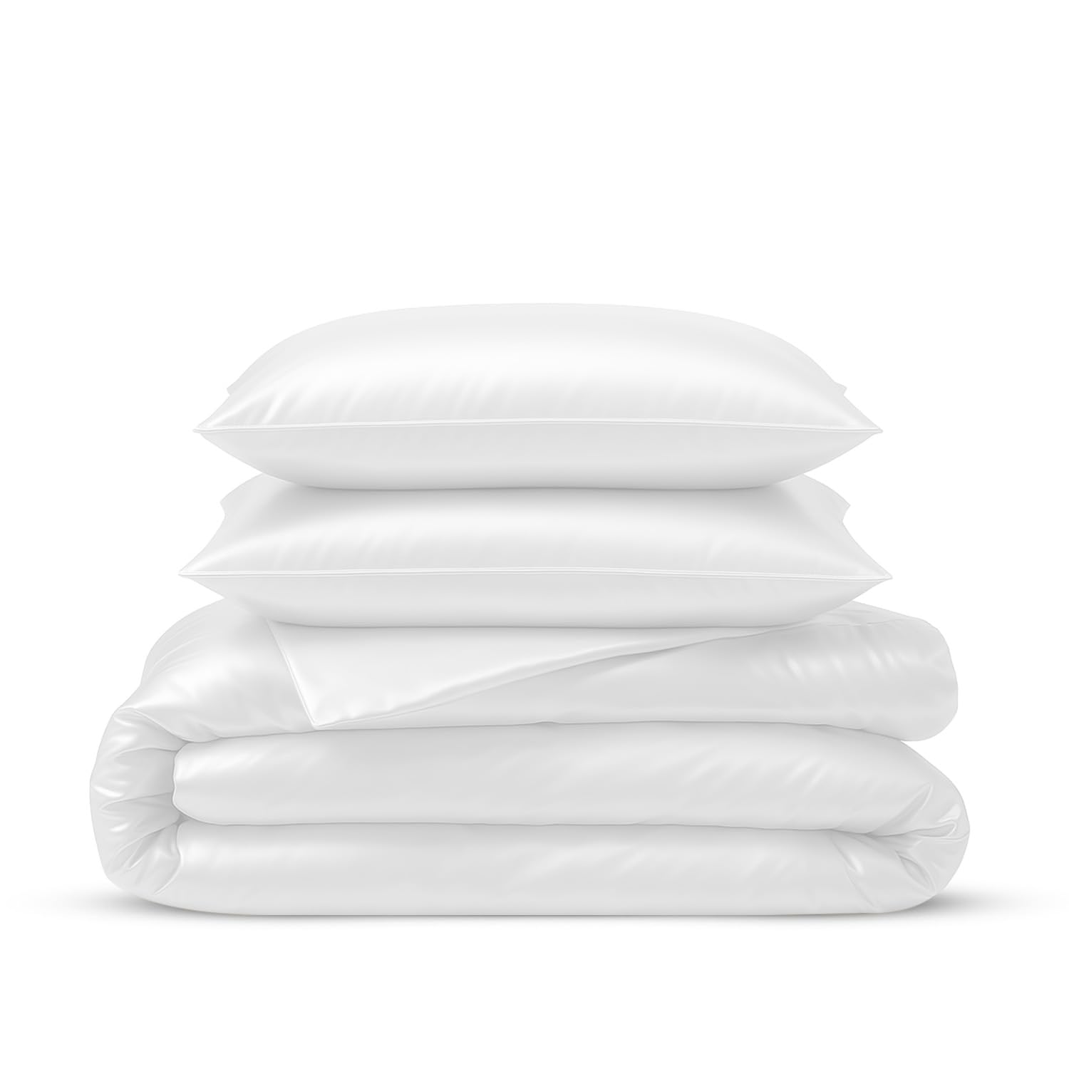 LINENWALAS 100% Organic Bamboo Single Duvet Cover Set, Silk Duvet Cover Sets for Single Size Bed 140x200 cm, Zipper Closure and Corner Ties, Soft, Cooling Bedding Set (Single, White)