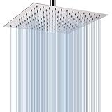 Large Rainfall Shower Head, Voolan Adjustable 12'' Luxury Fixed Showerhead Made of 304 Stainless Steel, Universal Wall and Ceiling Mount (Square)