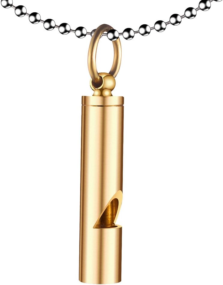 DAIHAQIKO Dog Training Whistle - Brass Whistle Necklace Keychain - Free Military Bead Chain Lanyard and Key Ring - for Dog Behavior Training Stop Barking