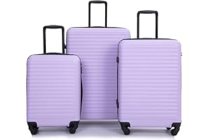 Travelhouse suitcase Hardshell Luggage Set: Lightweight Carry-On with Silent Airplane Spinner Wheels, TSA Lock and Cool Rolling Design (light purple, 3-Piece Set (20/24/28))
