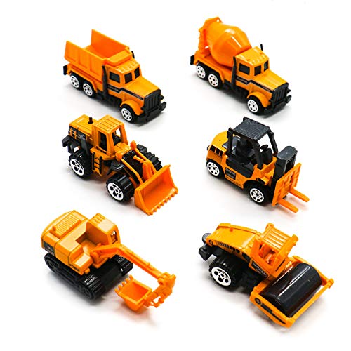 HUELE Set of 6 Mini Construction Play Vehicles Toy Set Assorted Truck Cars Boys Toys - Thumbnail 5