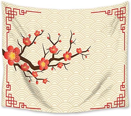 Mosphee Tapestry Wall Hanging, Chinese Traditional Plum Blossom Large Wall Art Tapestries Picnic Blanket Beach Towels for Bedroom Living Room Dorm Decor - 40 x 60 Inches