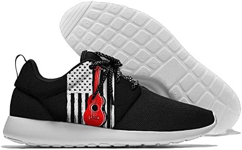 Guitar US Flag Guitar Lover Gifts Men's Mesh Breathable Casual Sneakers Lightweight Athletic Tennis Walking Running Shoes