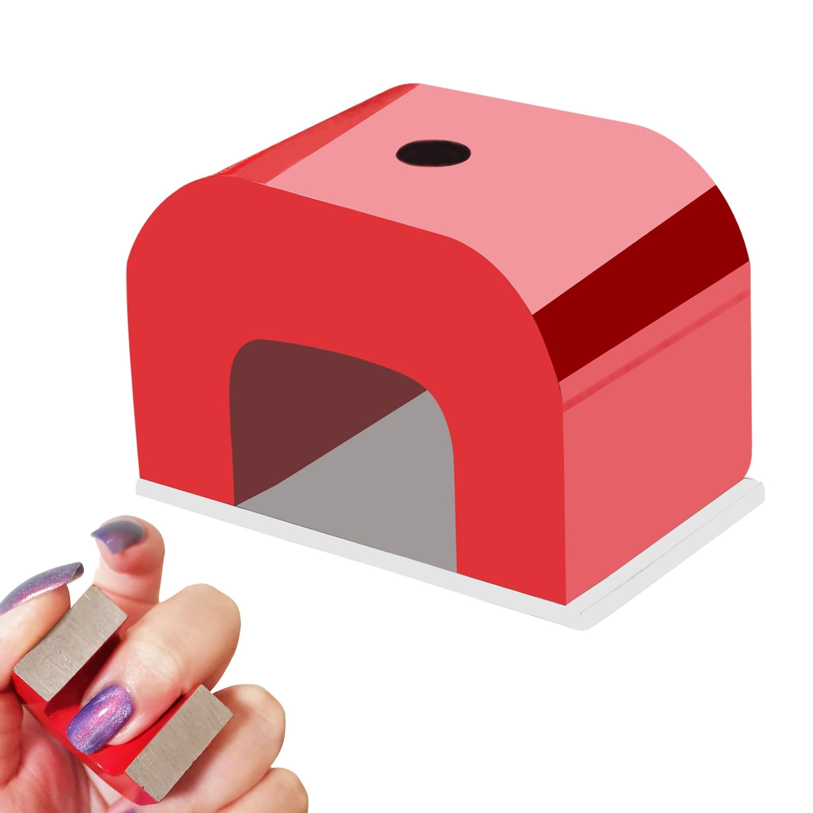 Photo 1 of 30LB Red Cast Horseshoe Magnet for Nails, Super Strong Alnico U Magnets for Nail Polish, Cat Eye Nail Magnet for Education,DIY