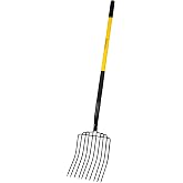 Nohovu Heavy Duty 10 Tine Pitchfork with Fiberglass Handle, 56 Inch Garden Fork for Hay, Compost, Mulch &amp; Yard Work