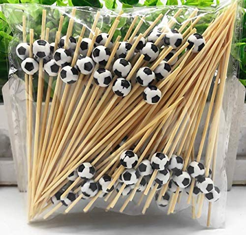 AILEXI Cocktail Sticks 100 Counts Wooden Toothpicks Party Supplies frill finger food fruits sandwich nibbles - Football