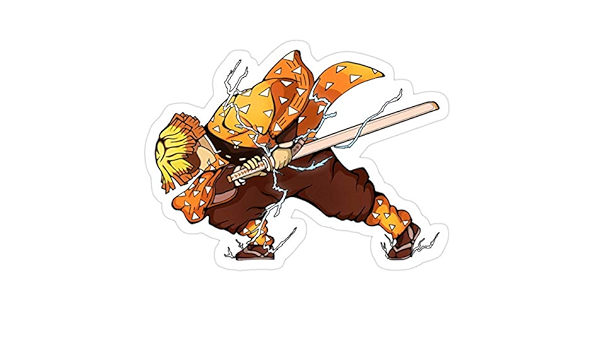 amazon com stickers zenitsu from demon slayer wall decals vinyl car 3x4 inch 3 pcs pack tools home improvement
