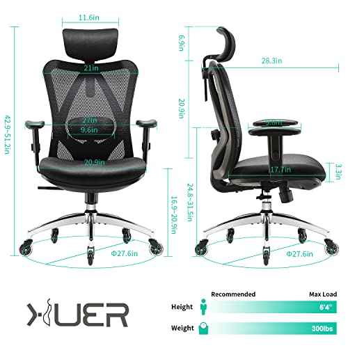 XUER Ergonomic Office Chair, Mesh Computer Desk Chair with Adjustable