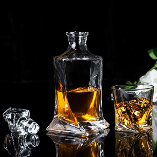 KANARS 7-Teiliges Bleifrei Kristallgläser Whisky Karaffe Set, 800 ml Dekanter mit 6x 300 ml Whiskey Gläser für Whisky, Cognac, Scotch, Martini, Schöne Geschenkbox – Bild 8