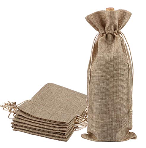 Burlap Wine Bags, Sdootjewelry Jute Wine Bag with Drawstring, Linen Wine Gift Bags, Wine Bottle Protector, Perfect for Travel, Wedding, Birthday, Housewarming and Dinner Party- Pack of 24