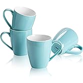 Sweese Porcelain Coffee Mugs - 16 Ounce (Top to the Rim) for Coffee, Latte, Tea, Cocoa, Set of 4, Turquoise
