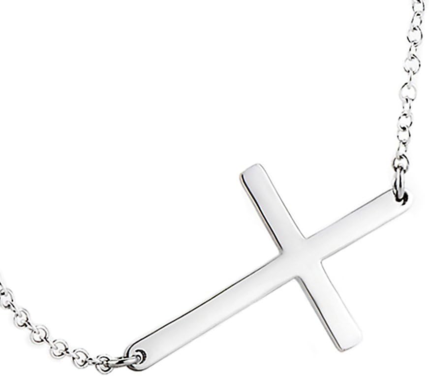 925 Sterling Silver Sideways Cross Necklace