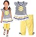 LUKYCILD Baby Girls Summer Clothes Casual Clothing Suit Short Sleeve Striped T-Shirt +Pants