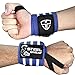 Steel Sweat Wrist Wraps - Best for Weight Lifting, Powerlifting, Gym and Crossfit Training - Heavy Duty Support - Blue/White Stripes 18