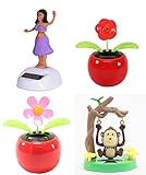 Set of 4 ~ 1 Purple Hula Girl +1 Swinging Monkey + 1 Daisy + 1 Rose in Assorted Colors Pots Solar Toy US Seller Great Birthday Easter Gift Car Dashboard Office Desk Home Decor