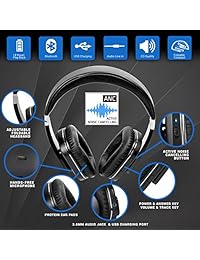 Auriculares Bluetooth con cancelación de ruido activo, micrófono inalámbrico de cancelación de bajo, respuesta APTX de audio de alta fidelidad, almohadillas de proteínas para los oídos, plegables, carcasa rígida, para viaje, trabajo, ordenador, TV, deport