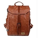 Zebella Unisex Vintage PU Leather Backpack School College Bookbag Laptop