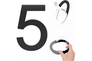 HABITABLE TREE Self-adhesive 3 Inch House Numbers Acrylic House Number Modern House Numbers Black Mailbox Numbers for Outside Address Home Number for Apartments Office Hotel Room (5)