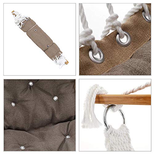 SONGMICS Hängesessel mit Kissen, XL Affenschaukel mit Polsterung, Hängestuhl mit Bambusstange, 70 x 120 cm, bis 200 kg… – Bild 5