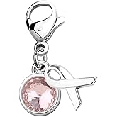 CHOORO Pink Ribbon Clip on Charm Breast Cancer Awareness Pin Pink Awareness Zipper Pull Breast Cancer Support Gift