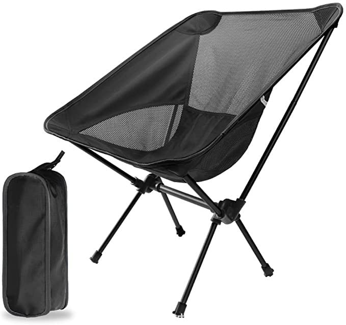 JTZXJJX Portable Outdoor Folding Chairs, Ultralight Compact Camping Chairs for Backpacking,Hiking,Beach,Travel-210lbs (Black)