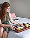 BirdRock Home Wooden Lap Desk Bed Tray | Breakfast Bed Tray with Wide Grip Handles | Folding Legs | Food Drink Snack Serving Bed Tray Table | Antique Walnut (Dark Brown) Finish