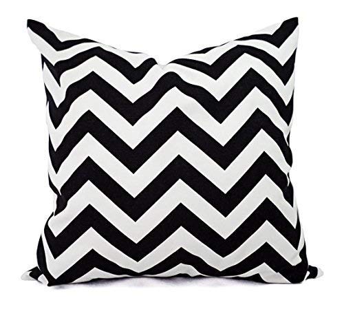 Amazon Com Black And White Pillow Cover In Chevron Print Black